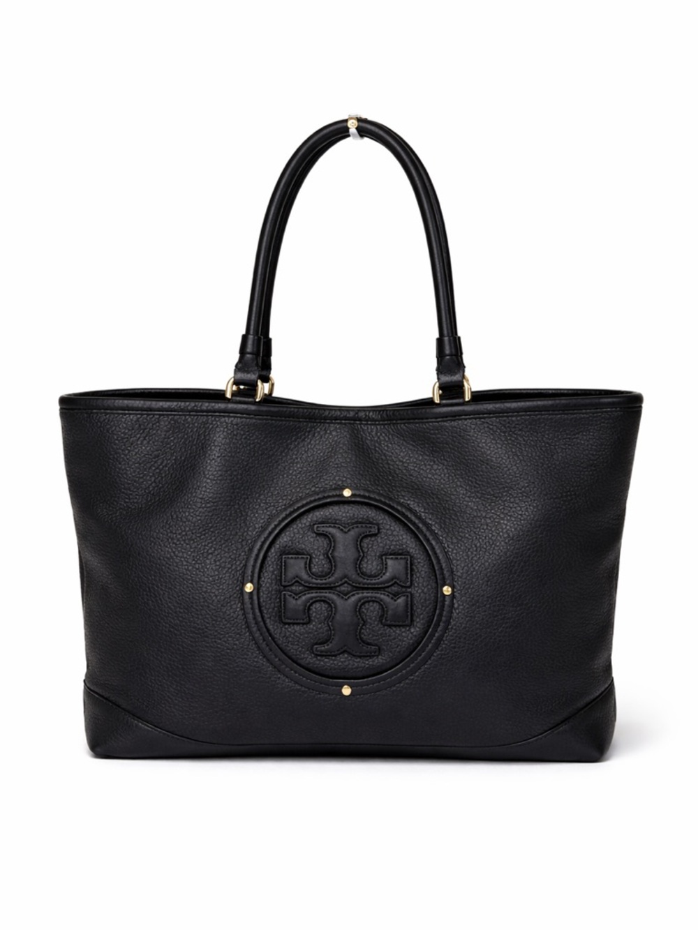 Tory Burch Black Pebbled Leather Tote Bag Large Shoulder Bag Gold Hardware - Picture 2 of 12